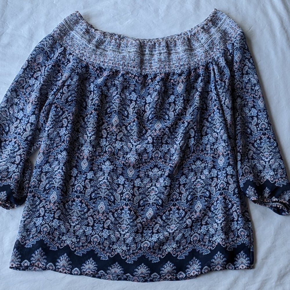 B-Design XL Blue Floral Top